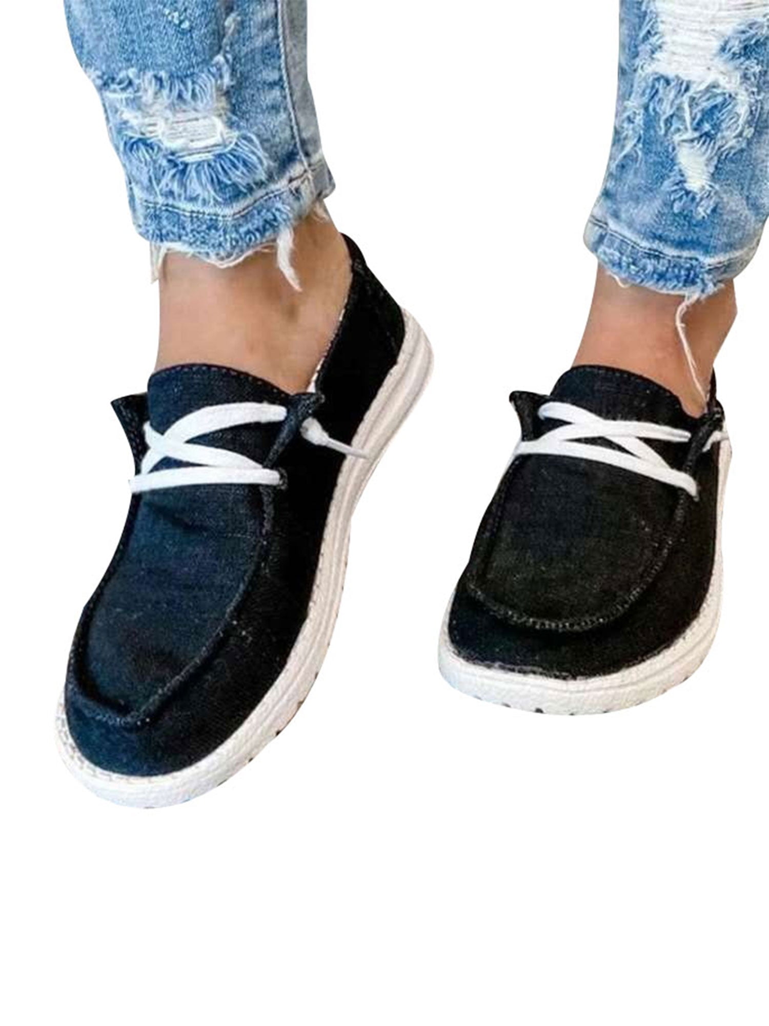 Womens Canvas Low Top Sneaker Lace-up Retro Casual Shoes
