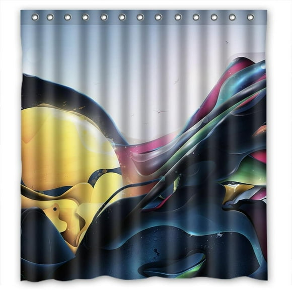 YUSDECOR The rolling wonderful sea Shower Curtain Polyester Fabric Bathroom Shower Curtain 66x72 inches