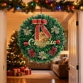 thumbnail image 1 of Adornos navideños, coronas navideñas artificiales, cintas decorativas, adornos para puertas, decoración de paredes, adornos para el hogar, ideales para Navidad. Corona de plástico., 1 of 6