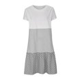 thumbnail image 4 of CHOK Robes en Lin pour les Femmes Été Grande Taille Manches Courtes V Cou Genou Longueur Robe en Vrac Décontractée Confortable Robe de Plage 2024, 4 of 7