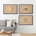 thumbnail image 3 of IDEA4WALL Framed Canvas Print Wall Art Set of 3 Sun, Eye and Crescent Moon with Radiant Lines Modern Art Wall Decor Abstract Geometric Prints Contemporary Minimal Artwork - 24"x36"x3 Black, 3 of 5