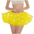thumbnail image 2 of FRSASU Women's Light-Up Rainbow 5-Layer Mesh Tutu Skirt Ballroom Skirts Rave Glow Dance Ballet Skort Yellow, 2 of 5