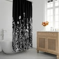 thumbnail image 2 of Floral Black Shower Curtain – Border Grey White Herbs and Wildflowers – Botanical Vintage Engraving Light – Waterproof Polyester Fabric with Hooks (72"x72) – Add Elegant Nature-Inspired Beauty, 2 of 6