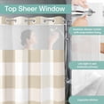 thumbnail image 4 of No Hook Shower Curtain, Beige Plaid Extra Long Bathtub Curtains with Snap in Liner, Spring Summer Farmhouse Buffalo Checkered Waterproof Washable Fabric Shower Curtain Set, 72"W x 96"L, 4 of 9