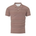 thumbnail image 5 of FRSASU Polo Shirts for Men Long Sleeve Striped Printing Tops Summer Casual Loose Shirt Brown L, 5 of 5