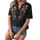 thumbnail image 3 of Camisas Mexicanas para Mujer, Blusa Tradicional de Verano Bordada, Túnica Floral, Cuello en V, Camiseta de Corta. Negro S, 3 of 9