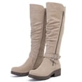 thumbnail image 2 of LOVE STEETLY Women's Knee High Slouchy Chunky Heel Boots, Side Zipper Round Toe Faux Leather Casual Comfort Versatile Boot, 2 of 7