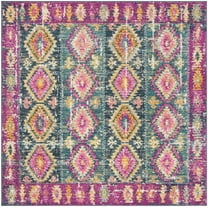 SAFAVIEH Madison Mary Geometric Area Rug, Fuchsia/Blue, 6'7" x 6'7" Square