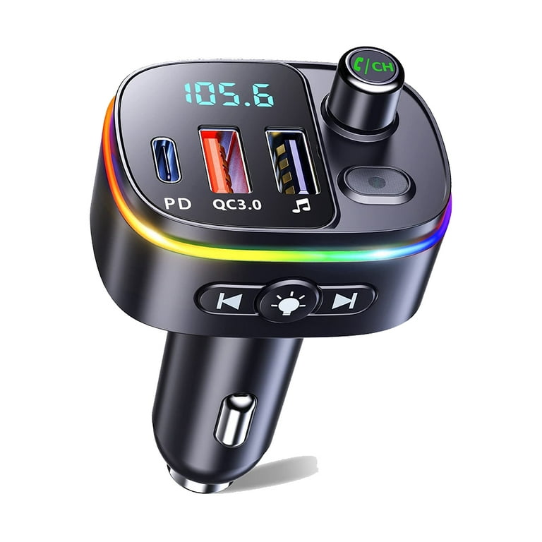 Bluetooth Adapter for Car, Car Bluetooth FM Transmitter, 9 RGB
