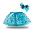 thumbnail image 3 of Akiihool Tutu for Toddler Girls Baby Girls' Tutu Glitter Ballet Triple Layer Tulle Dance Skirt (Blue,2-4 Years), 3 of 4