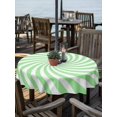 thumbnail image 2 of Outdoor Tablecloth with Umbrella Hole for Patio/Picnic/Party/Camping, Green White Waterproof Table Cloth Round Cover Washable, Farmhouse Striped Spiral Vortex Abstract (Dia 54"), 2 of 9