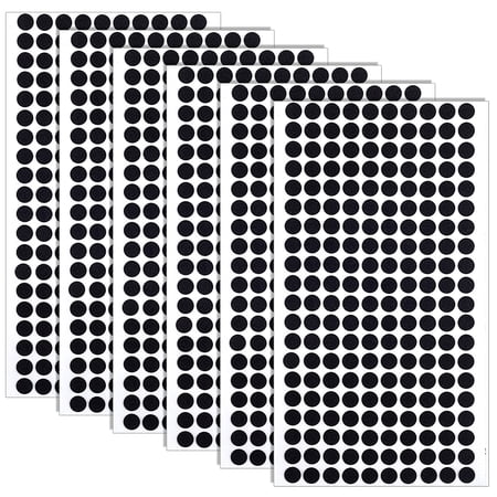 6 Sheets EVA Foam Stickers Flat Round Black 238x130x1mm 200pcs/sheet for DIY