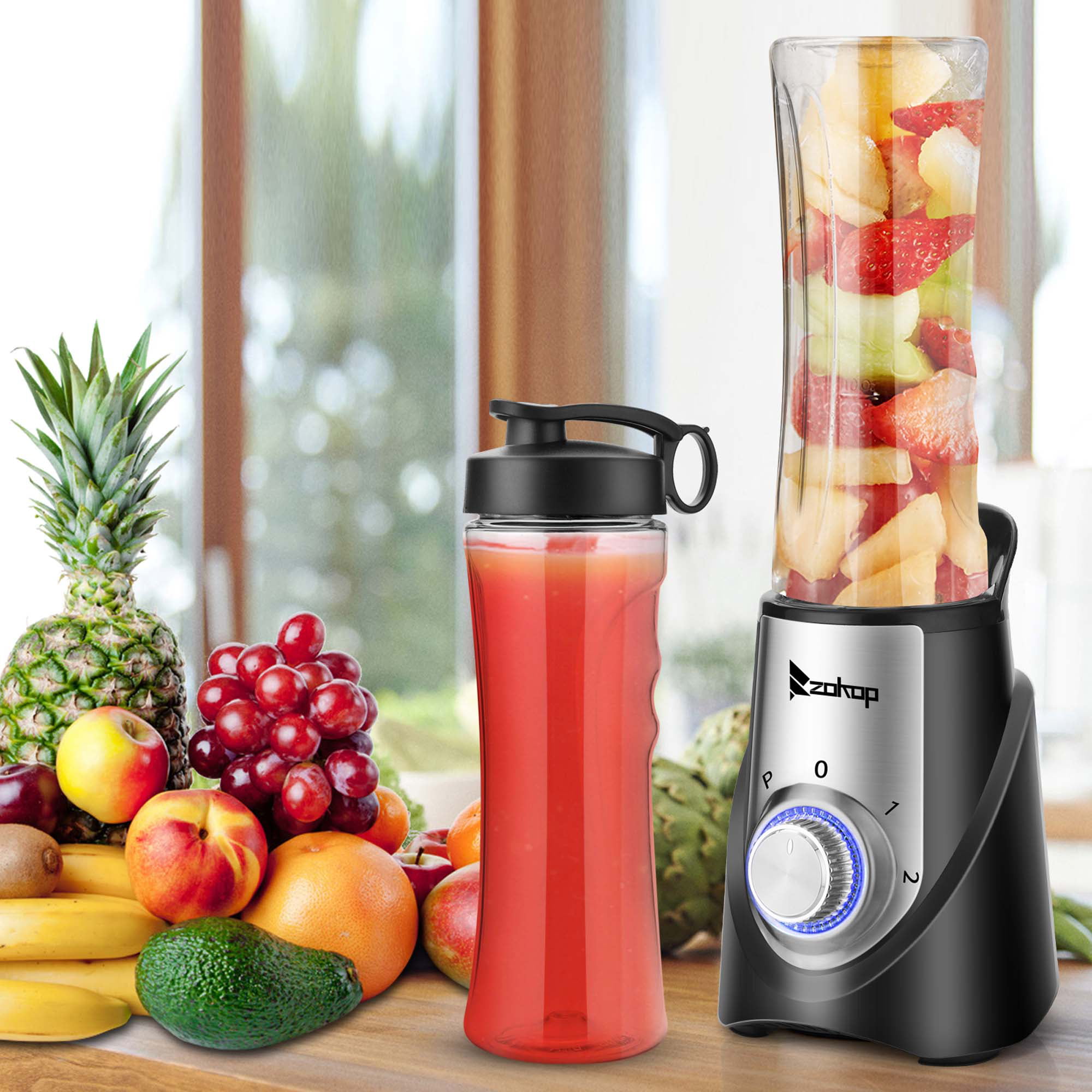 Portable Smoothie Blender with 2 x 20oz Travel Bottle Personal Blender by Yabano 500W Single Serve Blender with Grinder Cup for Shakes and Smoothies BPA free