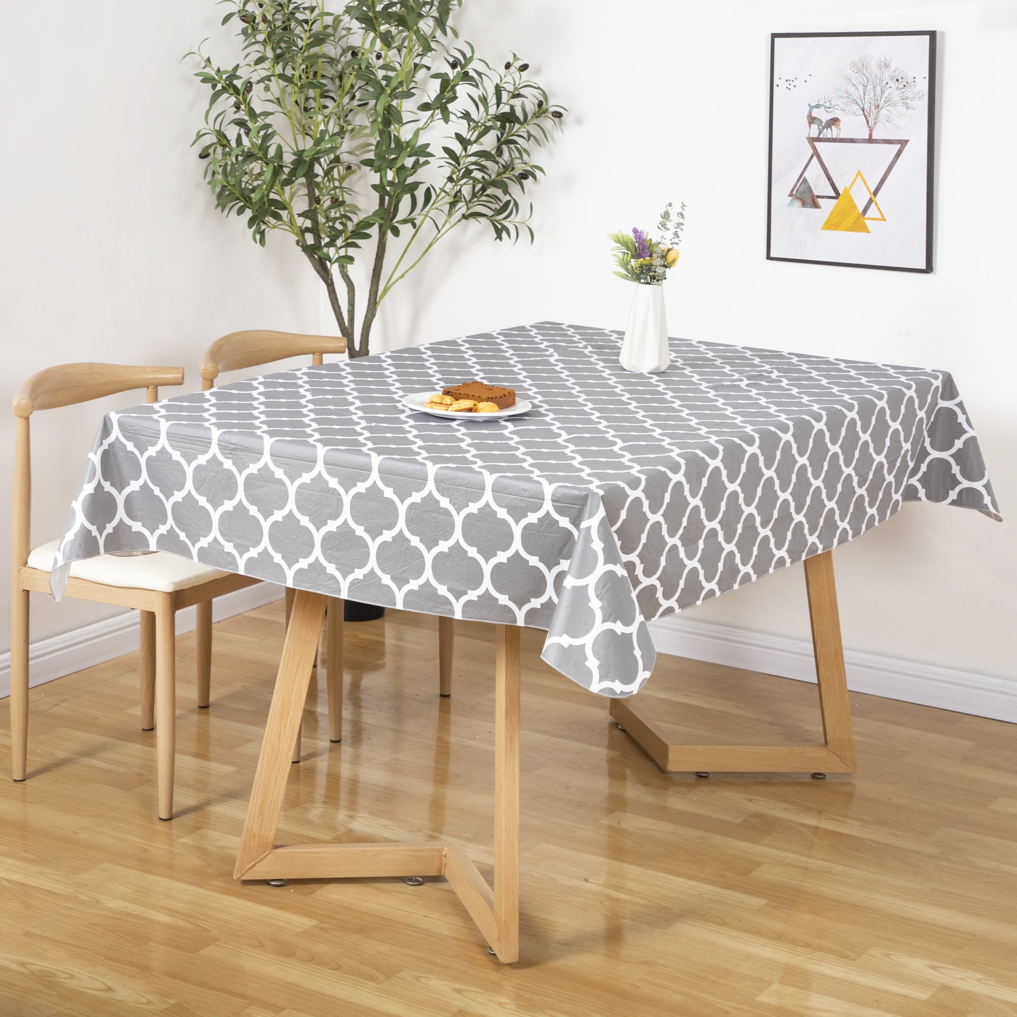 RAY STAR Christmas Rectangle Tablecloth 52x70 inch Waterproof Holiday Decoration Tablecloth Xmas Plastic SpillProof Table Cover