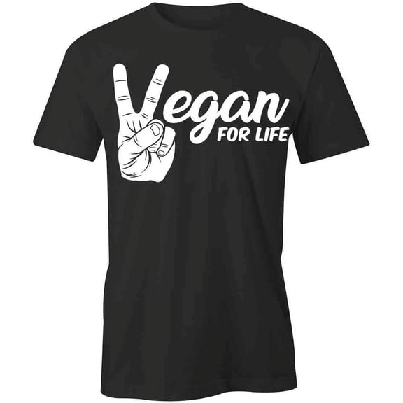 Vegan For Life T-Shirt | Cute Vegetarian Black Tee Gift