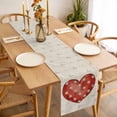 thumbnail image 3 of Valentine's Day Table Runner - 72 Inch Long, Kitchen Dining Table Runner Dresser Scarves, Red Love Polka Dots Line Minimalist Beige Farmhouse Decor for Coffee Tables Wedding Party Banquet, 3 of 8