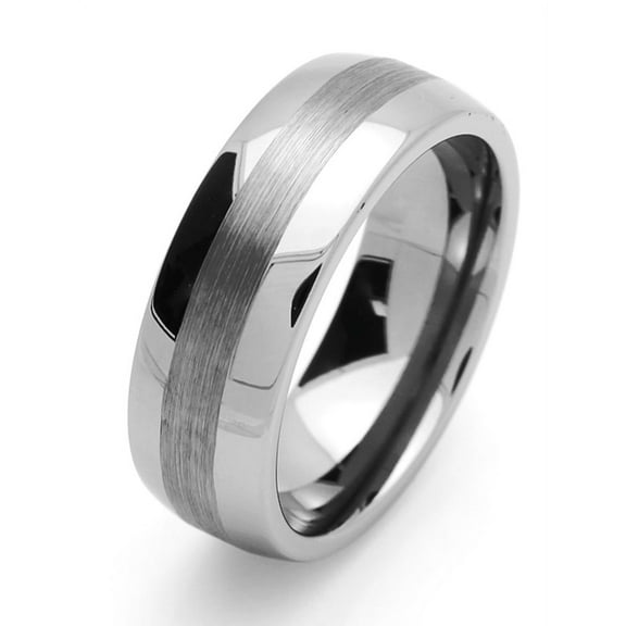 Men Women Tungsten Carbide Wedding Band Ring 8mm Comfort Fit Center Brushed Domed Tungsten Ring
