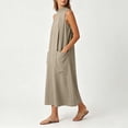 thumbnail image 3 of QUNYINEY Sleeveless Womens Plus Size Dresses A Line Summer Long Casual Sundress Loose Fit with Pockets Crew Neck Solid Dresses, 3 of 6
