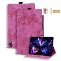 Allytech Case for Amazon Fire Max 11 Cover 13th Generation 2023 Released, Flower Cat Embossed Multi-Angle Viewing Stand Flip Folio Cards Slots Mangetic Closure Pencil Case - Rose
