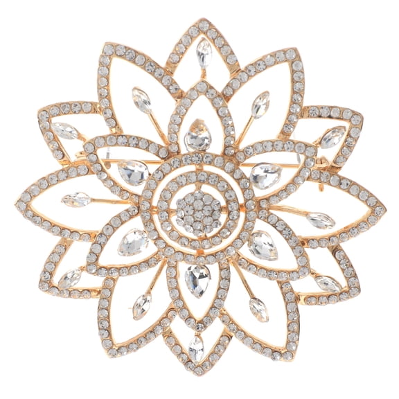 Large Crystal Flower Brooch