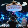 thumbnail image 3 of A Million Modern Fandelier Ceiling Fan with Light and Remote, 42”Gold Retractable Chandelier Ceiling Fans with Bluetooth Speaker 3 Speeds RGB LED Light Crystal Fandeliers for Dining Room Bedroom, 3 of 15