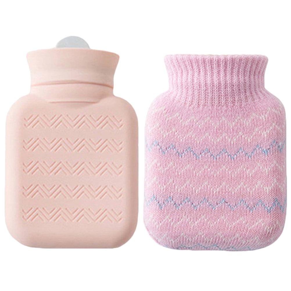 1 Set Hot Water Bottle with Knit Cover Silicone Hot Water Bottle Bag