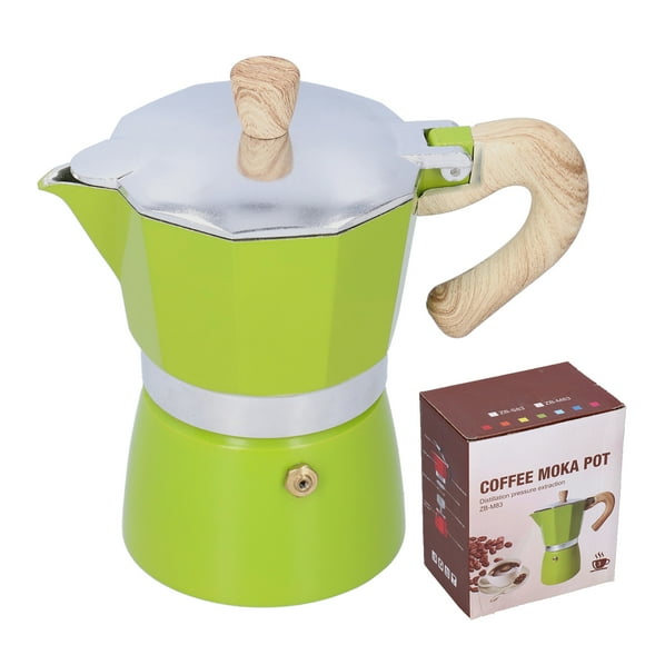 Cafetera de 150 ml, cafetera Moka, cafetera, hervidor para estufa de Gas, estufa de etanol, verde