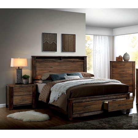 Cottage Oak Solid Wood Queen Bedroom Set 3pcs FOA CM7072-Q Elkton