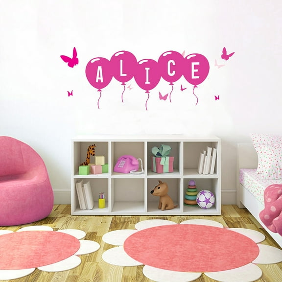 Pink Butterfly Font4 h12" Made-to-Order Baby Name Kid Room Nursery Wall Art Clear Vinyl décor Decal Sticker