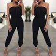 thumbnail image 3 of Women Jumpsuit Solid Color Off Shoulder Long Pants Elastic Waist Band Jumpsuit, 3 of 5