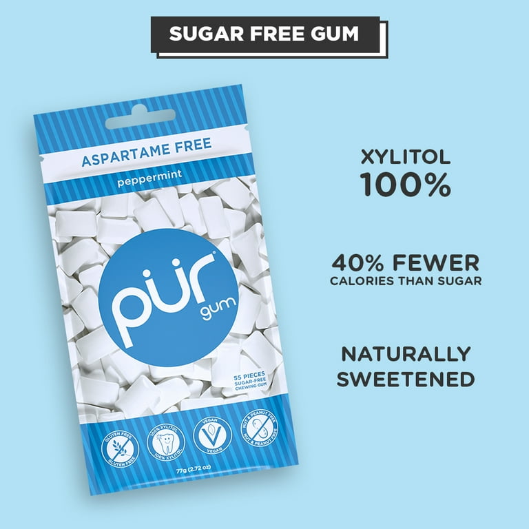 PUR Gum, Sugar Free Chewing Gum, 100% Xylitol, Vegan, Aspartame Free,  Gluten Free & Diabetic Friendly