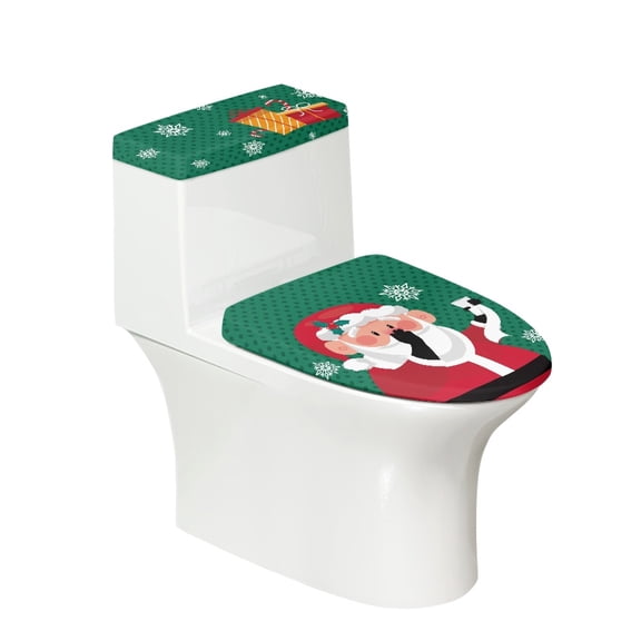 HELLHERO Christmas Toilet Lid Cover Adjustable Set of 2 Washable and Reusable Easy Care for Bathroom Supplies