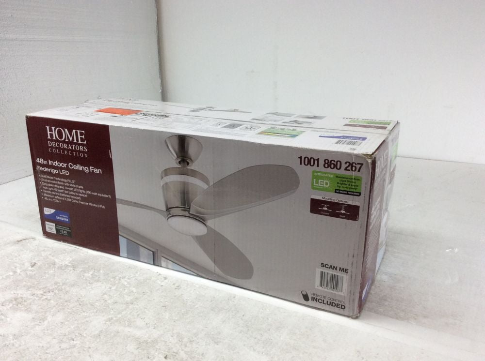 Home Decorators Federigo 48 in LED Indoor Nickel Ceiling Fan 