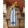 thumbnail image 4 of Hokiten Table Runners 72 Inches Long Dress Scarves, Ocean Fish Farmhouse Kitchen/Dining Table Runner, Coffee Tablerunners, Watercolor Navy Blue Aqua Stripe Modern 13x72 Inch, 4 of 7