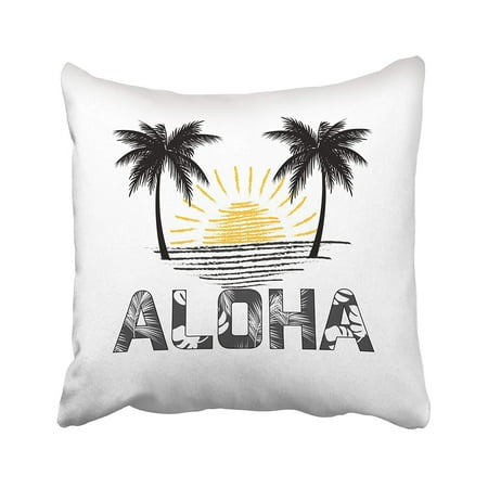WOPOP Palm Aloha Hawaii Design Best Creative For Presentation Tree Abstract Advertisement Pillowcase Pillow Cushion Cover 16x16 (Best Gifts From Hawaii)