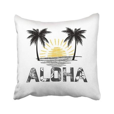 WOPOP Palm Aloha Hawaii Design Best Creative For Presentation Tree Abstract Advertisement Pillowcase Pillow Cushion Cover 16x16