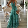 thumbnail image 2 of QLEICOM Women's 2023 Summer Dress Casual Print V-Neck Camis Sleeveless Vest Long Dress Maxi Dresses Beach Sundress Dress Green 3XL, US Size:14, 2 of 7