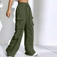 thumbnail image 2 of Tuphregyow Women Winter Cargo Pants Soft High Waist Slim Leg Pants Trendy Thermal Warm with Pockets Bootcut Workout Hiking Yoga Pants Solid Army Green XXL, 2 of 9