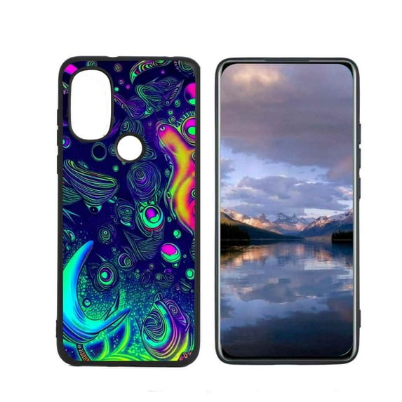 Compatible with Moto G Power 2022 Phone Case, Psychedelic-Trippy-Alien-Art-Visuals-Colours12 Case Men Women, Flexible Silicone Shockproof Case for Moto G Power 2022