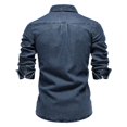 thumbnail image 5 of Previn Men's Long Sleeve Button Down Shirt Cotton Top Button Up Slim Fit Button Fall Fashion Spandex Blouse Blue Small, 5 of 5