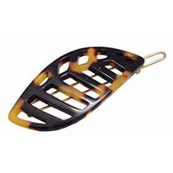 French Amie Leaf Small Tokyo & Onyx Handmade Barrette Snap on Hair Pin Clip