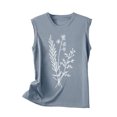 thumbnail image 4 of Sentmoon Hauts Grande Taille pour Femmes Col Rond Débardeurs pour Femmes Coupe Ample Imprimé Floral Sans Manches Tenues de Printemps 2025 Été Décontracté Femmes pour Brunch de Fin de Semaine Gris TG, 4 of 4