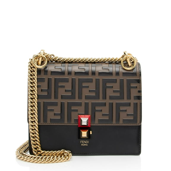Pre-Owned Fendi FF Embossed Calfskin Kan I Small Shoulder Bag