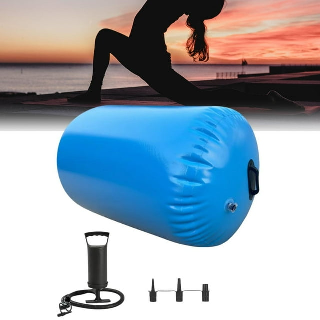 Colchoneta de gimnasia inflable, colchoneta antideslizante, multifuncional, rodillo de aire para gimnasia, para coordinación corporal, uso doméstico Azul