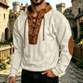 thumbnail image 2 of SHIXINCHIL Corduroy Sweatshirts for Men Fall Trendy Long Sleeve Button Up Henley Shirts Vintage Medieval Stand Collar Pullovers with Elbow Patches Beige XXXL, 2 of 7