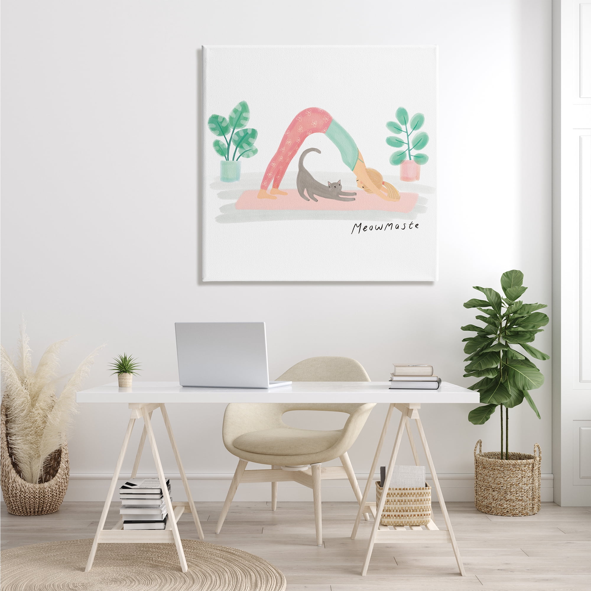 Stupell Industries Meowmaste Yoga Cat Pun Cute Stretching Pet, 36 x 36, Designed by Make Much Studios