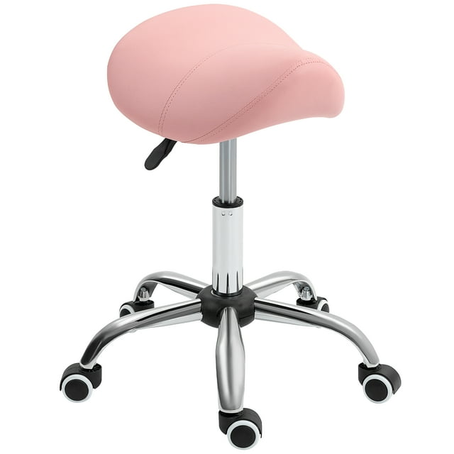 CoSoTower Tabouret Cosmétique Rotation 360° Hauteur Réglable Salon Massage Spa Chaise à Roulettes Hydraulique Tabouret Selle en Similicuir, Rose