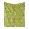 thumbnail image 1 of Dragonfly Soft Flannel Fleece Throw Blanket, Bluebell Flower Motifs with Peony Funky Fashioned Boho Retro Pattern Print, Cozy Plush for Indoor and Outdoor Use, 50" x 70", Green Pink, by Ambesonne, 1 of 6