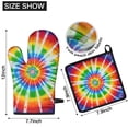 thumbnail image 6 of Rainbow Tie Dye Sunburst Kitchen Oven Mitt and Pot Holder Sets 2 Pcs for Baking, Cooking and Grilling, Heat Resistant Up To 392 °F, 6 of 7