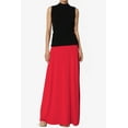 thumbnail image 6 of TheMogan Women's Casual Lounge Solid Foldable High Waist Draped Jersey Relaxed Long Maxi Skirt Red 2X, 6 of 7
